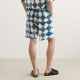 
Sketch men's clothing 2025 summer new product hand-painted diamond lattice pattern medium shorts loose straight pants fashionable 9P4E14110 482 blue and gray combination M