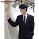Vaderton sheep suit men's Korean style casual suit men's wedding groom groom's best dress formal professional suit black jacket + white shirt + trousers [three pieces XL