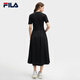 Fila Offizielles Frauenkleid 2025 Sommer Neue Mode lässig einfache schlanke kurzärmelige Rock, Black-Bk S 160/80A/S