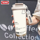 Thermos süße Ghost Thermos Cup High-Precision Student Edelstahl tragbare neue Doppelkaffee-Kaffee und Frauen Strohwasserbecher BXAB13792 Ghost Black + mit Lanyard Ceramic Innenboden