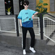 Ruibanglai Sommer Teenager Kurzärärmig T-Shirt Boy 13-15 Jahre alte Highschool-Schüler der Junior High School hübscher Sommersportanzug XSD-T9226 Weiß und Blau (Top + Hosen) S 90jin [Jin gleich 0,5 kg] unterhalb
