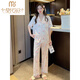 Modal ice silk pajamas for women in summer short-sleeved trousers internet celebrity style 2025 new spring and summer thin silk thick home clothing set FS-9905 peach [short sleeves + trousers] M [suitable for 75-95Jin [Jin equals 0.5 kg]]