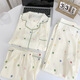 Jingpufei's new summer polka dot cotton gauze pajamas women's three-piece set comfortable home clothes Yunduo Cotton-9905# Black Love Three-piece Set M [Suggestion 75-100Jin [Jin equals 0.5 kg]]