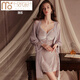Pyjama modal et atmosphère sexy sur le lit sur le lit sexy. Style féminin Tentant mari pur sous-vêtements tentants. Robe de nuit sexy. 3879 noir (robe externe + ceinture) toute taille