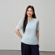 
Fiber show [design-sensing pleated round neck versatile lysel T-shirt] Large size women's fat mm2025 summer new style 1396 light blue 3XL