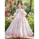 Cat de tela Hanfu Girl Style China Summer 4-13 años Vestido 2025 NUEVO CONTIGUACIÓN Niños Niña Xianyi Estilo antiguo 9195 Mangas cortas azules [falda individual] 120 cm