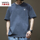 Camiseta de manga corta de Vancl Trendy American para hombres Versátiles de cuello redondo de algodón puro para hombres NUEVA MARDA DE MODA ADACTIVA. Camiseta de estilo Hong Kong Loose White-1365 Algodón de algodón de puro de manga corta [Sugerir 110-130Jin [Jin equivale a 0.5 kg]]