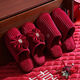 
Wedding slippers couple wedding festive red pair of women dowry wedding autumn and winter cotton drag wedding supplies collection Gold velvet strips cotton slippers 9905 [women's style] 20 size small recommended large [2] size