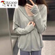 Holzspecker Ice Seide Kapuze-Sonnenschutzkleidung für Frauen 2025 Neue Sommer Dünne Sonnenschutzkleidung lose Strickjacke schultertrockne Style-Grey frei UPF50+ Testkarte m