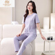 
Modal pajamas for women in summer thin 2025 new pure cotton short-sleeved trousers home clothing set summer cotton can be worn outside 7374 bean green M 80100Jin [Jin equals 0.5 kg]