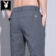 Playboy (Playboy) Sommer Dünne Männer lässige Hosen loser gerades koreanischer Stil elastischer High-End Light Business Hosen vielseitige trendige Hose 838 Schwarz und Grau 32 (Empfohlen 130-140jin [Jin gleich 0,5 kg]))