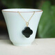 Pure green stone edge natural Hetian jade ink jade four-leaf clover necklace 18k gold pendant female original design jade clavicle chain