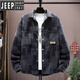 Jeep Spirit La chaqueta de mezclilla de la camisa de manga larga para hombres y la solapa de trabajo de gama alta de otoño, la marca de trabajo de moda suelta civil fina 6623 negro m 95-115jin [Jin es igual a 0.5 kg] se puede usar
