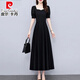皮尔卡丹（pierre cardin）赫本法式小黑裙气质短袖2025夏季时尚新款收腰显瘦中长款裙子 7270短款黑色【 GD723-7 M 【90-105斤