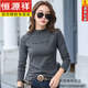 Camiseta de manga larga de cuello largo de algodón puro de algodón puro para mujeres con ropa de otoño, nueva camisa de cuerpo versátil, tapa interior, camisa base, primavera 6623 Rose rojo (delantero corto y espalda larga, ajuste delgado, pequeño S 75-95Jin [Jin equivale a 0.5 kg]