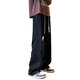 JEANSWEST scimitar scimitar jeans boys American high street wide-leg straight black casual bell-bottom pants men's summer thin style 621 black [drawstring style] L [120-140Jin [Jin equals 0.5 kg]]