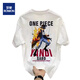 ROMON T-shirt Men's Japanese One Piece Animation Print Print Short Sleeve Men's 2025 Summer Middle-aged and Young Round Neck T-shirt Top C6197-White (220g) Long Fleece Cotton S