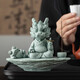 Lucky Dragon Tea Pet Decoration Color Changing High-End Green Sandstone Tea Table Tea Table Tea Set Feng Shui Decoration Crafts Master Shenlong One Finger Makes Money