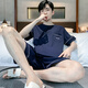 Hongdou (Hodo) pijama para hombres en verano pantalones cortos de algodón puro para juventud verano delgado de gran tamaño para ropa para al aire libre juego de ropa para el hogar HD-9930 L