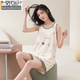 
Modal pajamas for women in spring and summer sleeveless vest shorts with chest pad 2025 new thin floral outdoor comfortable home clothing 9855-short vest) with chest pad L (95-115Jin[Jin equals 0.5 kg])