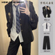 声猴西服套装男士dk小西装职业正装商务结婚jk礼服伴郎学生西服外套男 西服+长衬衫+黑西裤 XL