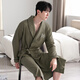 Shantou Lincun Waffle Bathroom Men's Spring and Autumn Pure Cotton Medium-length Men's Nightgown 2025 New Water-absorbing Integrated Yukata LJ16822 M Size [Weight 100-120Jin [Jin equals 0.5 kg]]