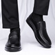 Portures leather shoes men's slip-on business casual shoes comfortable and lightweight round toe formal work shoes for men 9166 black 40