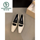 Specht Inner Innerer erhöhter quadratischer Kopf Mary Jane Single Schuhe Frauenschuhe 2025 neuer Französisch Retro Frühling und Herbst Gentle Abendschuhe 12023-2 Schwarz 35