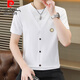
Pierre cardin design short-sleeved T-shirt men's 2025 summer new high-end light luxury cotton base shirt fake two-piece round neck top 6625 white M 80-100Jin [Jin equals 0.5 kg]