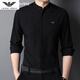 Qi Armania offizielles Flaggschiff kleiner Standkragen Baumwollhemd Herren 2024 Frühlings- und Herbsthemd Casual Inner Wear Chinese Halszoll Hemd Thin XQFD-9930 Dark Grey S 165
