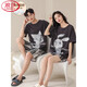 Langsha (Langsha) Pajamas de pijama de algodón puro con almohadilla de cofre mangas cortas para hombres y mujeres nuevos 2025 lindo estilo de dibujos animados gey-687 Fox and Rabbit XL Women's Modelo [120-140Jin [Jin equivale a 0.5 kg]] (con almohadilla de cofre)