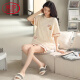 Langsha Light Pajamas de lujo para mujeres en el verano de algodón puro pantalones cortos de manga corta el verano delgado y dulce se puede usar fuera de la ropa para el hogar YX-7504 9859 2XL [recomendado 140-160Jin [Jin iguala 0.5 kg] desgaste]