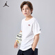 NIKE JORDAN Nike AJ children's summer T-shirt summer new moisture-absorbent and breathable children's short-sleeved pure white 150/72 recommended height 140-152cm