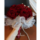 LZJV burgundy pearl tassel crystal flash festive wedding bride holding flower props Pearl rose spherical flower[model]