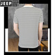 JEEP SPIRIT short-sleeved T-shirt men's cotton shirt striped sweatshirt trendy men's half-sleeved round neck shirt 9898 short sleeve white L [Suggested 105-125Jin [Jin equals 0.5 kg]]