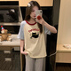 裁雨留虹三件套装睡衣女205年夏天季新款短袖感可外穿家居服夏季 w1105短袖+长裤+短裤100棉 M  155-160C 80-100斤