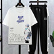 
NJSKAKW2 junior high school students 13 boys T-shirts short-sleeved handsome 15-year-old high school students men's clothing teenagers summer casual suit blue 9226 [short-sleeved T-shirt suit] S S Recommended 60-75 Jin [Jin equals 0.5 kg]