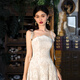 DEARWHITE亲爱的白《非烟》蕾丝轻婚纱裙新娘订婚礼服白色连衣裙小白裙子女 长裙丨现货 S