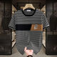 
Commander Bear 2025 short-sleeved T-shirt trendy striped men's versatile top white breathable sweat-absorbing cotton 9898 M