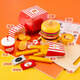 Chengliu House para niños jugando juguetes de cocina simulación de microondas belleza hamburguesa papas fritas modelo de regalo de cumpleaños de niña juego de microondas