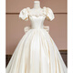 Kang Meishi's satin French light wedding dress 2025 new style bride small-sensing white puff sleeve main yarn white wedding dress XL