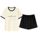 [纯棉]睡衣女夏季套头短袖短裤休闲款家居服套装可外穿女cker CKE-W6174A L