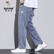 Woodpecker (Tucano) Pantalones informales para niños 2025 Summer Nuevo delgado y recto Flow Soling Moving Marca de moda Pantalones de patas anchas Tensi Men 1048 Gray [1 Paquete] XL Tamaño