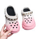 
Lexi Beiluo children's hole shoes decorative sandals new three-dimensional flower buckle slippers black size 26-27 (inner length 17CM)