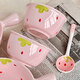 Strawberry ceramic bowl and spoon for home high-looking rice bowl girly heart dessert bowl underglaze color tableware set 4-piece set light pink strawberry 2 bowls 2 spoons