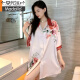 Pajamas modal Nightgown de jour de la journée d'été de la femme Sexy 2025 Nouveau Ice Silk Pure Desire Style Grand Taille Robe Pajamas 719 Orange Cat [Jupe simple] M [80-100jin [Jin est égal à 0,5 kg]]]