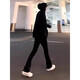 Digada Schwarze Willow Scimitar Jeans Herren Frühling und Herbst Sommerstil hübsches elastischer amerikanischer High Street Straight-Flare Hosen DFFS-701 Schwarz 2xl