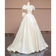 Kang Meishi's satin French light wedding dress 2025 new style bride small-sensing white puff sleeve main yarn white wedding dress XL