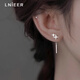 Lnieer999 pure silver star ear wire ear piercing earrings light luxury niche earrings for women 2025 new high-end silver earrings 999 pure silver star ear wire pair