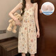 Jingpufei HelloKitty Yunduo cotton pajamas women's suspender nightgown cute chest pad home clothes 9922# nightgown-with chest pad XL 170